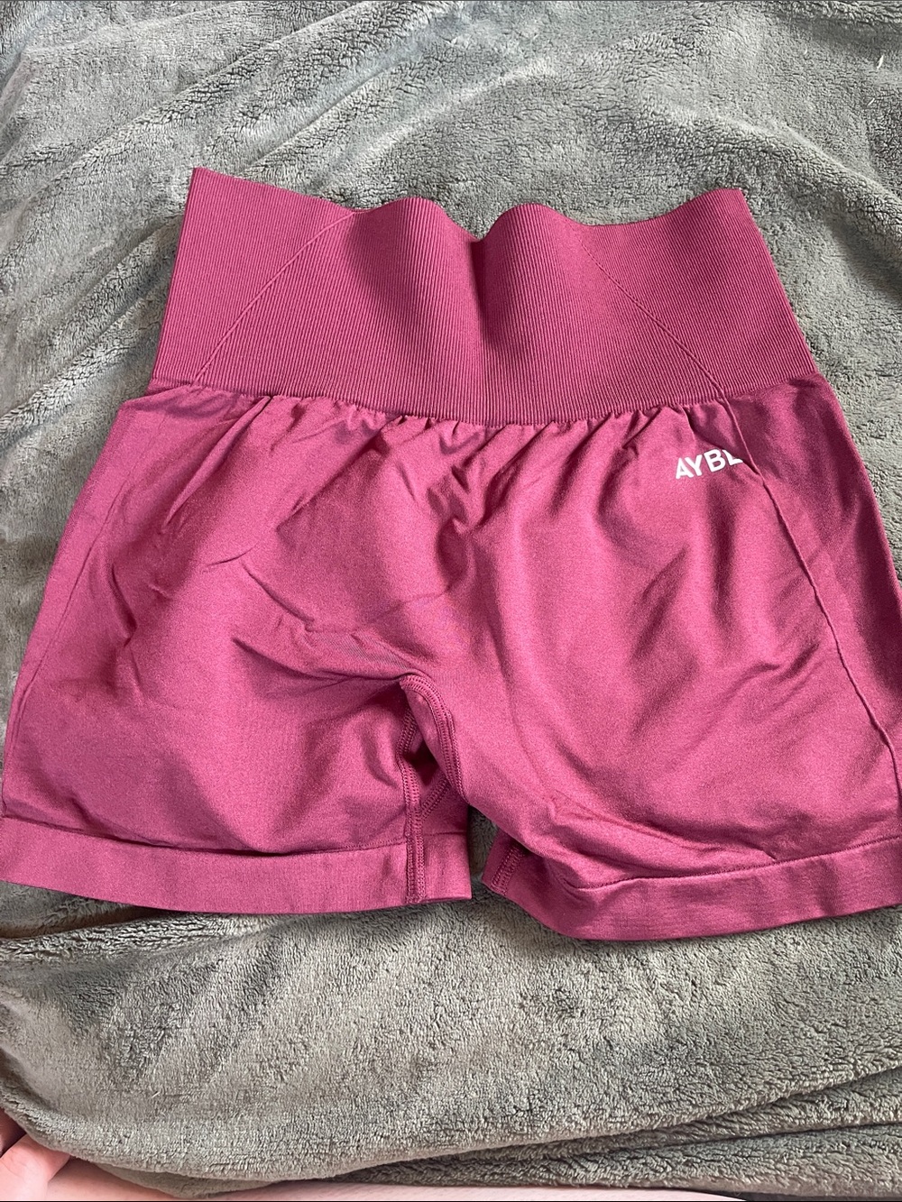 AYBL High-Waist Ribbed Waistband Shorts in Magenta